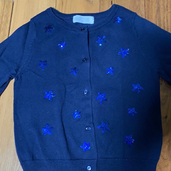 H&M Girls Navy Button Down Cardigan Sweater 100% Cotton Comfy size 2-4Y - Picture 2 of 8